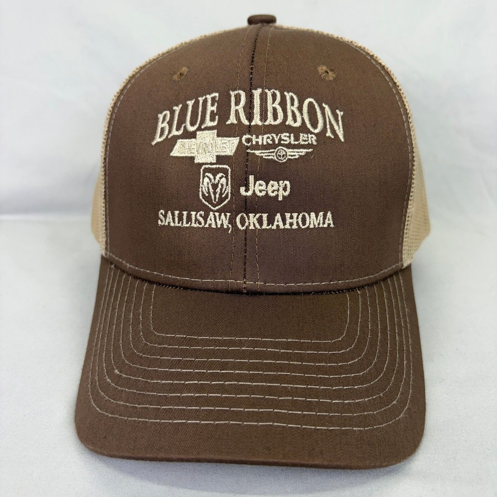 Cobra Trucker Hat Blue Ribbon Chrysler Jeep Mens OSFM Brown Mesh Snapback Cap